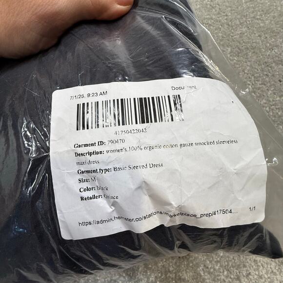 Quince NWOT Organic Cotton Gauze Smocked Sleeveless Maxi Dress Black Sz Med Eco - Picture 10 of 13